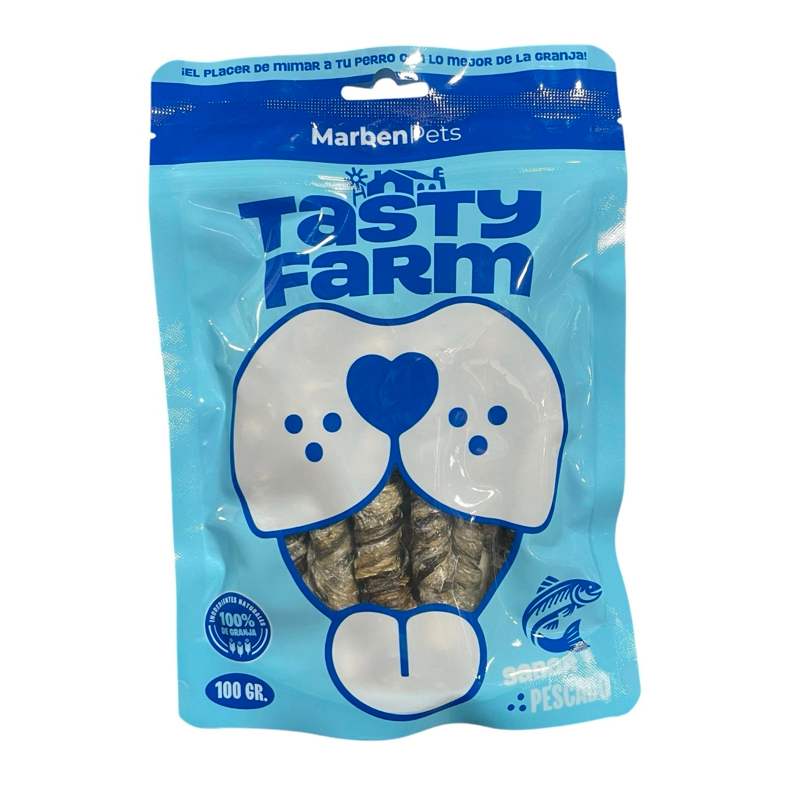 Tf Palito De Carnaza Para Perro Tasty Farm Envuelto En Pescado 100 Grs